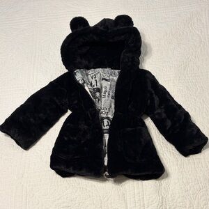 Cozy Black Faux Fur Kids Puffer Jacket